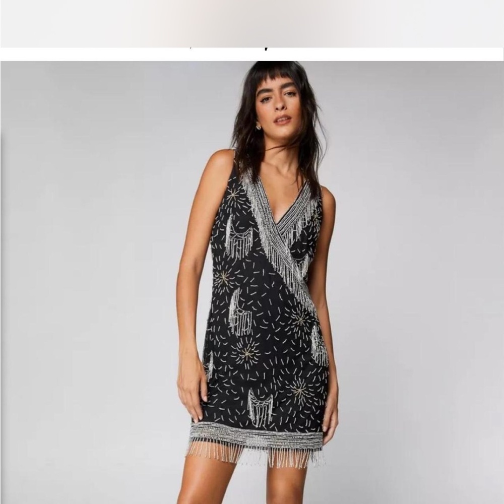 Nasty Gal Black Fringe Dress NWT